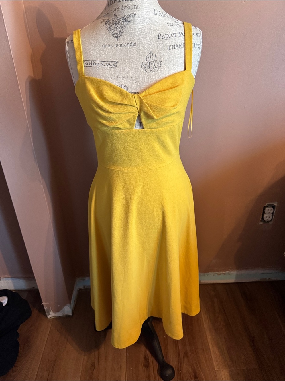 Dress the Population Yellow Twist-Bust Midi Dress